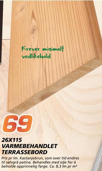 Coop Byggmix 26x115 varmebehandlet terrassebord tilbud