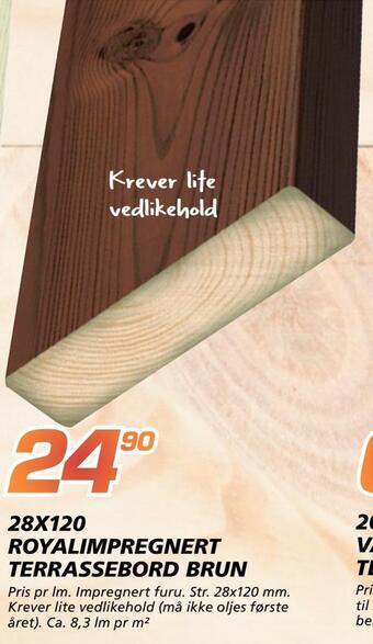 Coop Byggmix 28x120 royalimpregnert terrassebord brun tilbud