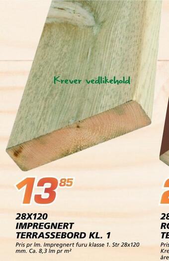 Coop Byggmix 28x120 impregnert terrassebord kl. 1 tilbud