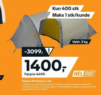 XXL Sport Helsport breheimen 2, telt tilbud