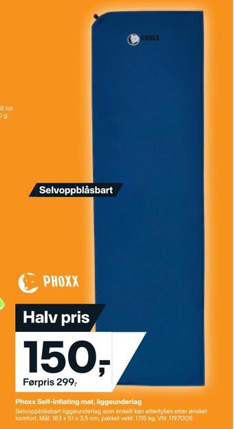 XXL Sport Phoxx self-inflating mat, liggeunderlag tilbud