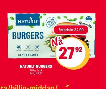 Coop Extra Naturli' burgers tilbud