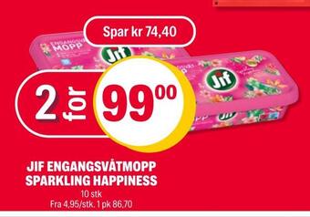 Coop Extra Jif engangsvåtmopp sparkling happiness tilbud