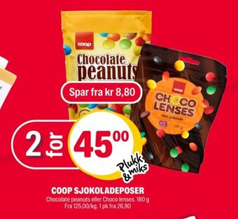 Coop Extra Chocolate peanuts sjokoladepastiller tilbud