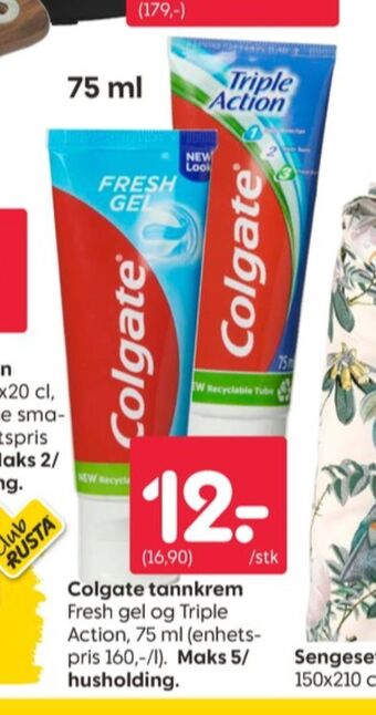 Rusta Colgate tannkrem tilbud