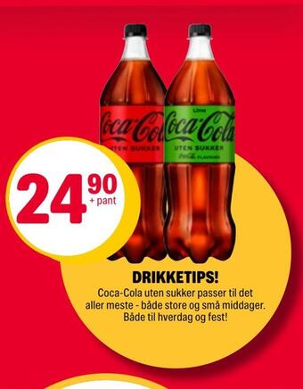Coop Extra Coca-cola uten sukker tilbud