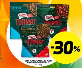 Bunnpris GILDE TURMAT LAPSKAUS, PASTA BOLOGNESE OG BIFFGRYTE Fra 100 g tilbud