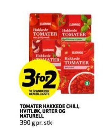 Bunnpris TOMATER HAKKEDE CHILI, HVITLØK, URTER OG NATURELL tilbud