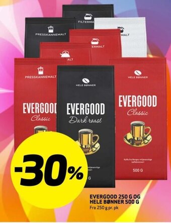 Bunnpris EVERGOOD 250 G OG HELE BØNNER 500 G tilbud
