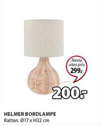 JYSK HELMER BORDLAMPE tilbud