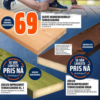 Coop Obs 26X115 VARMEBEHANDLET TERRASSEBORD tilbud