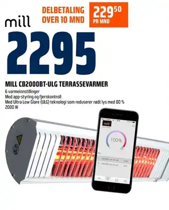 Coop Obs MILL CB2000BT-ULG TERRASSEVARMER tilbud