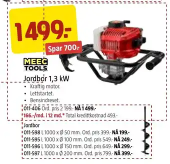 Jula MEEC TOOLS Jordbor 1,3 kW tilbud