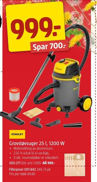 Jula Grovstøvsuger 25 I, 1200 W tilbud