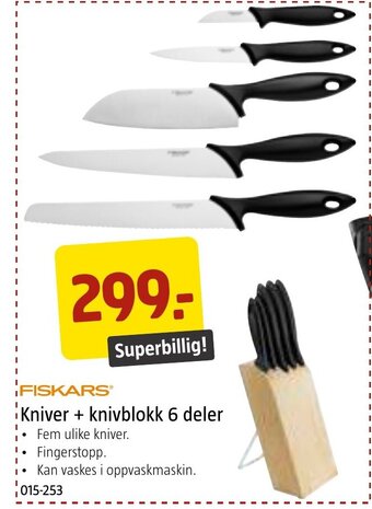 Jula Kniver + knivblokk 6 deler tilbud