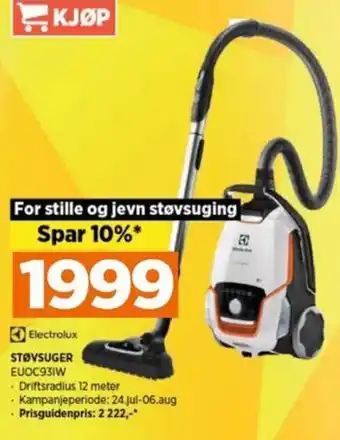 POWER STØVSUGER EUOC93IW tilbud