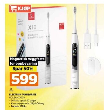 POWER ELEKTRISK TANNBØRSTE OCLEANXIOGY tilbud