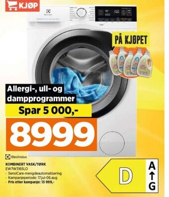 POWER Electrolux KOMBINERT VASK/TØRK EW7W3165LO tilbud