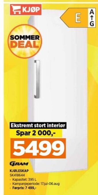 POWER GRAM KJØLESKAP tilbud