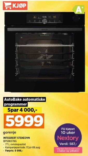 POWER gorenje INTEGRERT STEKEOVN BPS9657BG tilbud