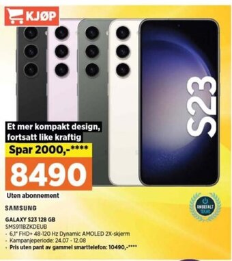 POWER SAMSUNG GALAXY S23 128 GB SMS911BZKDEUB tilbud