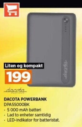POWER DACOTA POWERBANK DPA55000BK tilbud