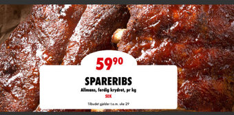 MaxiMat Svinesund SPARERIBS Allmans, ferdig krydret, pr kg SEK tilbud
