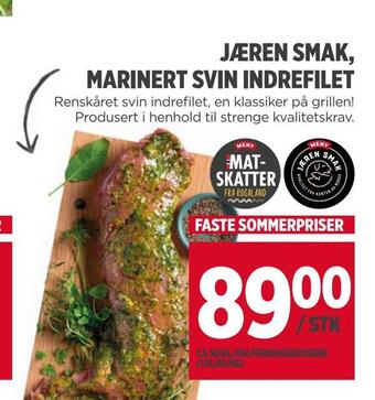 Meny Jæren smak, marinert svin indrefilet tilbud