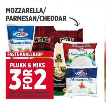 Meny MOZZARELLA/ PARMESAN/CHEDDAR tilbud