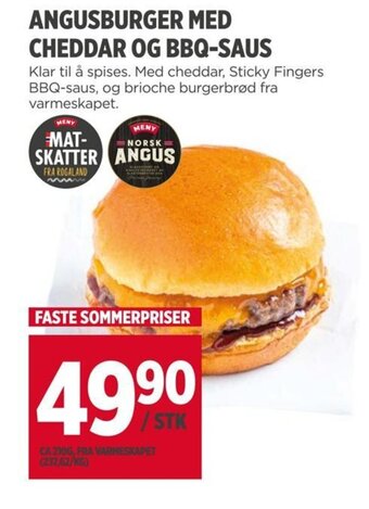 Meny ANGUSBURGER MED CHEDDAR OG BBQ-SAUS tilbud