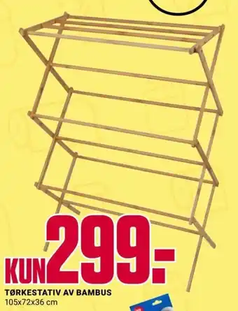 Europris TØRKESTATIV AV BAMBUS 105x72x36 cm tilbud