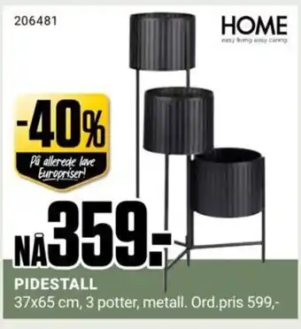 Europris PIDESTALL 37x65 cm, 3 potter, metall. tilbud