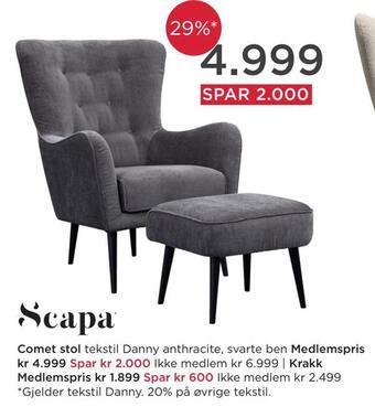 Møbelringen Comet stol tilbud