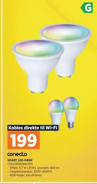 POWER Conecto SMART LED-PÆRE COGU10RGBW2PN tilbud