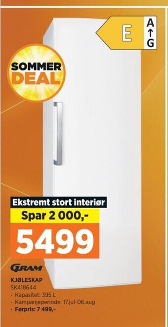 POWER GRAM KJØLESKAP tilbud