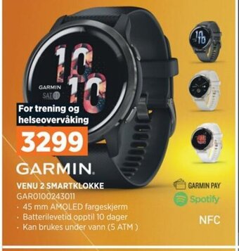 POWER GARMIN VENU 2 SMARTKLOKKE GARO100243011 tilbud