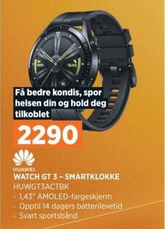 POWER HUAWEI WATCH GT 3-SMARTKLOKKE HUWGT3ACTBK tilbud