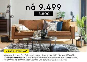 Skeidar Westin sofa tilbud