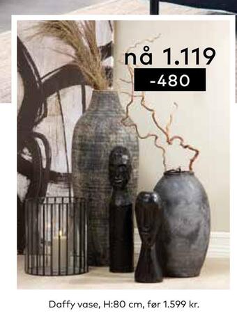 Skeidar Daffy vase, h:80 cm tilbud