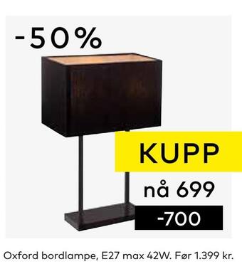 Skeidar Oxford bordlampe tilbud