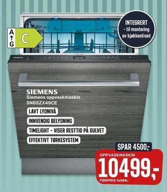 Skousen Siemens oppvaskmaskin sn65zx49ce tilbud