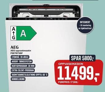 Skousen Aeg oppvaskmaskin fse76738p tilbud