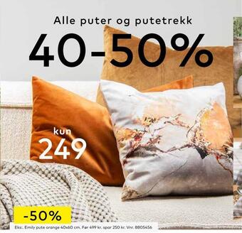 Skeidar Emily pute orange tilbud
