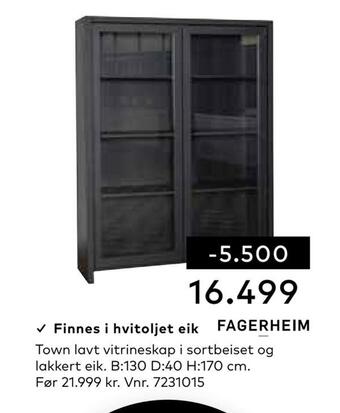 Skeidar Town lavt vitrineskap tilbud