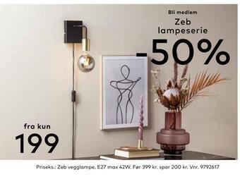 Skeidar Zeb vegglampe tilbud