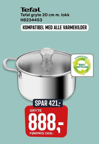 Skousen Tefal gryte 20 cm m. lokk h8234453 tilbud