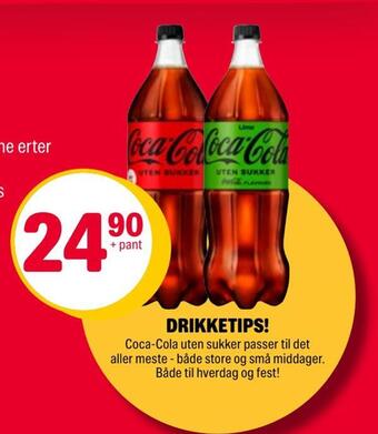 Coop Extra Coca-cola uten sukker tilbud