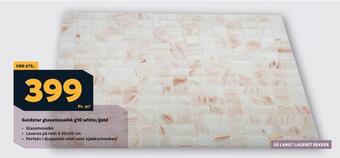Megaflis Goldstar glassmosaikk g10 white/gold tilbud