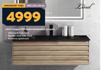 Megaflis Lind unique 100 baderomsmøbel u/speil tilbud