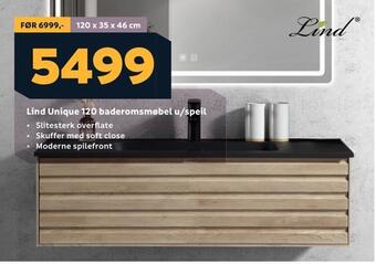Megaflis Lind unique 120 baderomsmøbel u/speil tilbud
